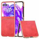 For Motorola Razr 50 Nano Electroplating Dual Color Cowhide Texture Protective Phone Case(Red) - 1