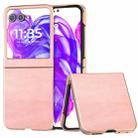 For Motorola Razr 50 Nano Electroplating Dual Color Cowhide Texture Protective Phone Case(Rose Gold) - 1