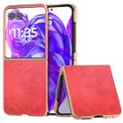 For Motorola Razr 50 Ultra Nano Electroplating Dual Color Cowhide Texture Protective Phone Case(Red) - 1