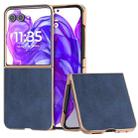 For Motorola Razr 50 Ultra Nano Electroplating Dual Color Cowhide Texture Protective Phone Case(Blue) - 1