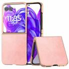 For Motorola Razr 50 Ultra Nano Electroplating Dual Color Cowhide Texture Protective Phone Case(Rose Gold) - 1