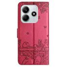 For Redmi Note 14 5G Cat Embossing Pattern Leather Phone Case with Lanyard(Red) - 3