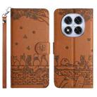 For Redmi Note 14 Pro 5G Cat Embossing Pattern Leather Phone Case with Lanyard(Brown) - 1