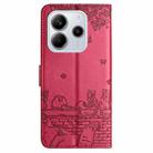 For Redmi Note 14 4G 163.25mm Cat Embossing Pattern Leather Phone Case with Lanyard(Red) - 3