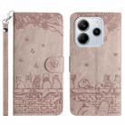 For Redmi Note 14 4G 163.25mm Cat Embossing Pattern Leather Phone Case with Lanyard(Grey) - 1