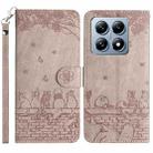 For Xiaomi 14T Cat Embossing Pattern Leather Phone Case with Lanyard(Grey) - 1