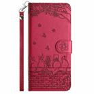 For Xiaomi 14T Pro Cat Embossing Pattern Leather Phone Case with Lanyard(Red) - 2