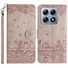 For Xiaomi 14T Pro Cat Embossing Pattern Leather Phone Case with Lanyard(Grey) - 1