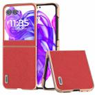 For Motorola Razr 50 ABEEL Electroplating Frame Cross Texture Genuine Leather Phone Case(Red) - 1