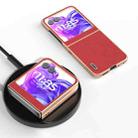 For Motorola Razr 50 ABEEL Electroplating Frame Cross Texture Genuine Leather Phone Case(Red) - 2