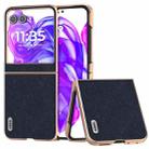 For Motorola Razr 50 ABEEL Electroplating Frame Cross Texture Genuine Leather Phone Case(Blue) - 1