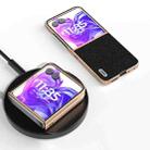 For Motorola Razr 50 Ultra ABEEL Electroplating Frame Cross Texture Genuine Leather Phone Case(Black) - 2