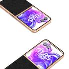 For Motorola Razr 50 Ultra ABEEL Electroplating Frame Cross Texture Genuine Leather Phone Case(Black) - 3