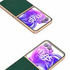 For Motorola Razr 50 Ultra ABEEL Electroplating Frame Cross Texture Genuine Leather Phone Case(Green) - 3