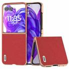 For Motorola Razr 50 Ultra ABEEL Electroplating Frame Cross Texture Genuine Leather Phone Case(Red) - 1