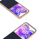 For Motorola Razr 50 Ultra ABEEL Electroplating Frame Cross Texture Genuine Leather Phone Case(Blue) - 3