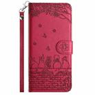 For Samsung Galaxy A16 5G Cat Embossing Pattern Leather Phone Case with Lanyard(Red) - 2