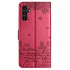 For Samsung Galaxy A16 5G Cat Embossing Pattern Leather Phone Case with Lanyard(Red) - 3