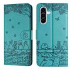 For Samsung Galaxy A36 5G Cat Embossing Pattern Leather Phone Case with Lanyard(Blue) - 1