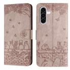 For Samsung Galaxy A36 5G Cat Embossing Pattern Leather Phone Case with Lanyard(Grey) - 1