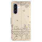 For Samsung Galaxy A36 5G Cat Embossing Pattern Leather Phone Case with Lanyard(Beige) - 3