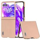 For Motorola Razr 50 ABEEL Electroplating Frame Genuine Leather + PC Litchi Texture Phone Case(Pink Gold) - 1