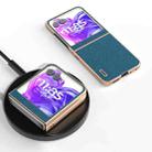 For Motorola Razr 50 ABEEL Electroplating Frame Genuine Leather Litchi Texture Phone Case(Blue) - 2