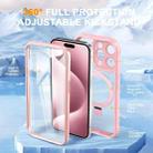 For iPhone 15 Pro Max Skin Feel MagSafe Holder 360 Full Body Phone Case(Pink) - 2