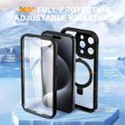 For iPhone 15 Pro Max Skin Feel MagSafe Holder 360 Full Body Phone Case(Black) - 2