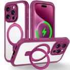 For iPhone 15 Pro Max Skin Feel MagSafe Holder 360 Full Body Phone Case(Rose Red) - 1