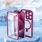 For iPhone 15 Pro Max Skin Feel MagSafe Holder 360 Full Body Phone Case(Rose Red) - 2