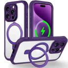 For iPhone 15 Pro Max Skin Feel MagSafe Holder 360 Full Body Phone Case(Dark Purple) - 1
