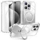 For iPhone 15 Pro Skin Feel MagSafe Holder 360 Full Body Phone Case(Transparent) - 1