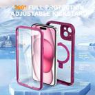 For iPhone 15 Plus / 14 Plus Skin Feel MagSafe Holder 360 Full Body Phone Case(Rose Red) - 2