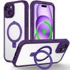 For iPhone 15 Plus / 14 Plus Skin Feel MagSafe Holder 360 Full Body Phone Case(Dark Purple) - 1