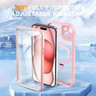 For iPhone 15 Skin Feel MagSafe Holder 360 Full Body Phone Case(Pink) - 2