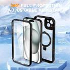 For iPhone 15 Skin Feel MagSafe Holder 360 Full Body Phone Case(Black) - 2