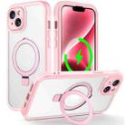 For iPhone 14 / 13 Skin Feel MagSafe Holder 360 Full Body Phone Case(Pink) - 1