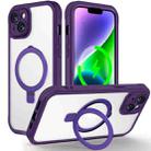 For iPhone 14 / 13 Skin Feel MagSafe Holder 360 Full Body Phone Case(Dark Purple) - 1