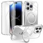 For iPhone 14 Pro Skin Feel MagSafe Holder 360 Full Body Phone Case(Transparent) - 1