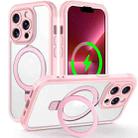 For iPhone 13 Pro Max Skin Feel MagSafe Holder 360 Full Body Phone Case(Pink) - 1