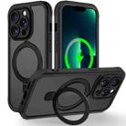 For iPhone 13 Pro Max Skin Feel MagSafe Holder 360 Full Body Phone Case(Black) - 1