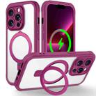 For iPhone 13 Pro Max Skin Feel MagSafe Holder 360 Full Body Phone Case(Rose Red) - 1