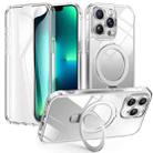 For iPhone 13 Pro Max Skin Feel MagSafe Holder 360 Full Body Phone Case(Transparent) - 1