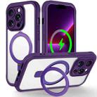 For iPhone 13 Pro Max Skin Feel MagSafe Holder 360 Full Body Phone Case(Dark Purple) - 1