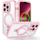 For iPhone 13 Pro Skin Feel MagSafe Holder 360 Full Body Phone Case(Pink) - 1