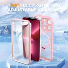 For iPhone 13 Pro Skin Feel MagSafe Holder 360 Full Body Phone Case(Pink) - 2