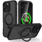 For iPhone 16 Pro Max Skin Feel MagSafe Holder 360 Full Body Phone Case(Black) - 1