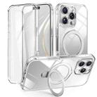 For iPhone 16 Pro Max Skin Feel MagSafe Holder 360 Full Body Phone Case(Transparent) - 1