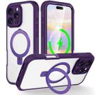 For iPhone 16 Pro Max Skin Feel MagSafe Holder 360 Full Body Phone Case(Dark Purple) - 1